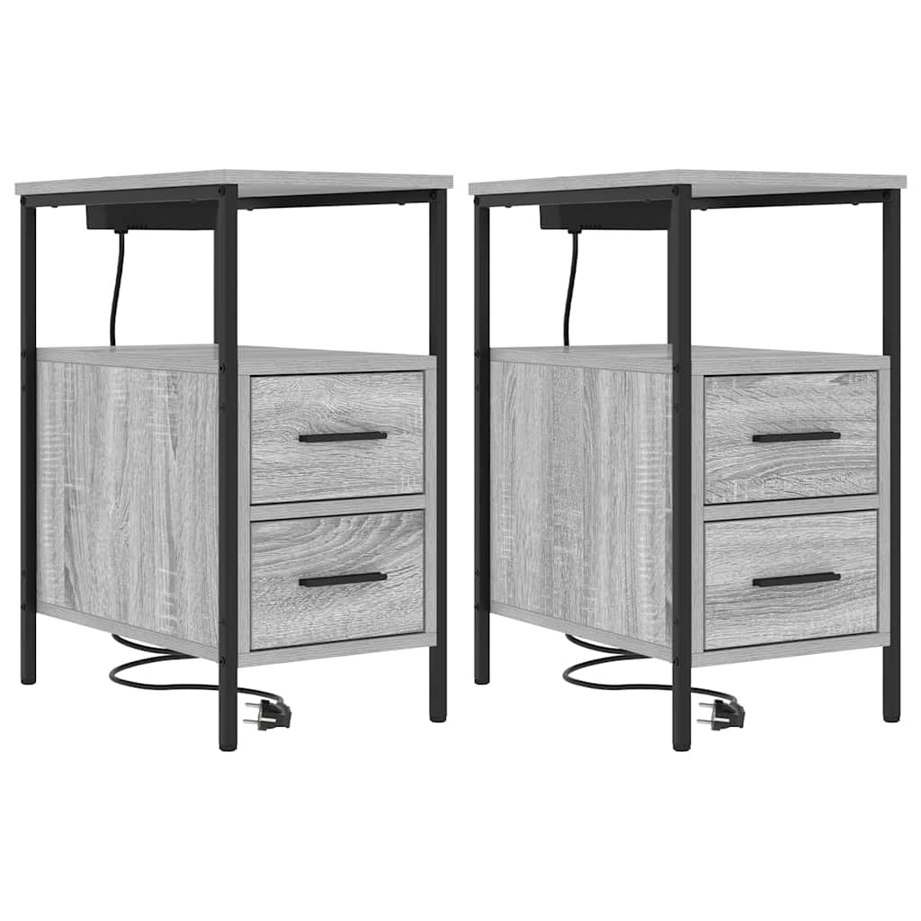 Nattduksbord 2 pcs Grå Sonoma 30 x 48 x 61 cm Konstruerat trä