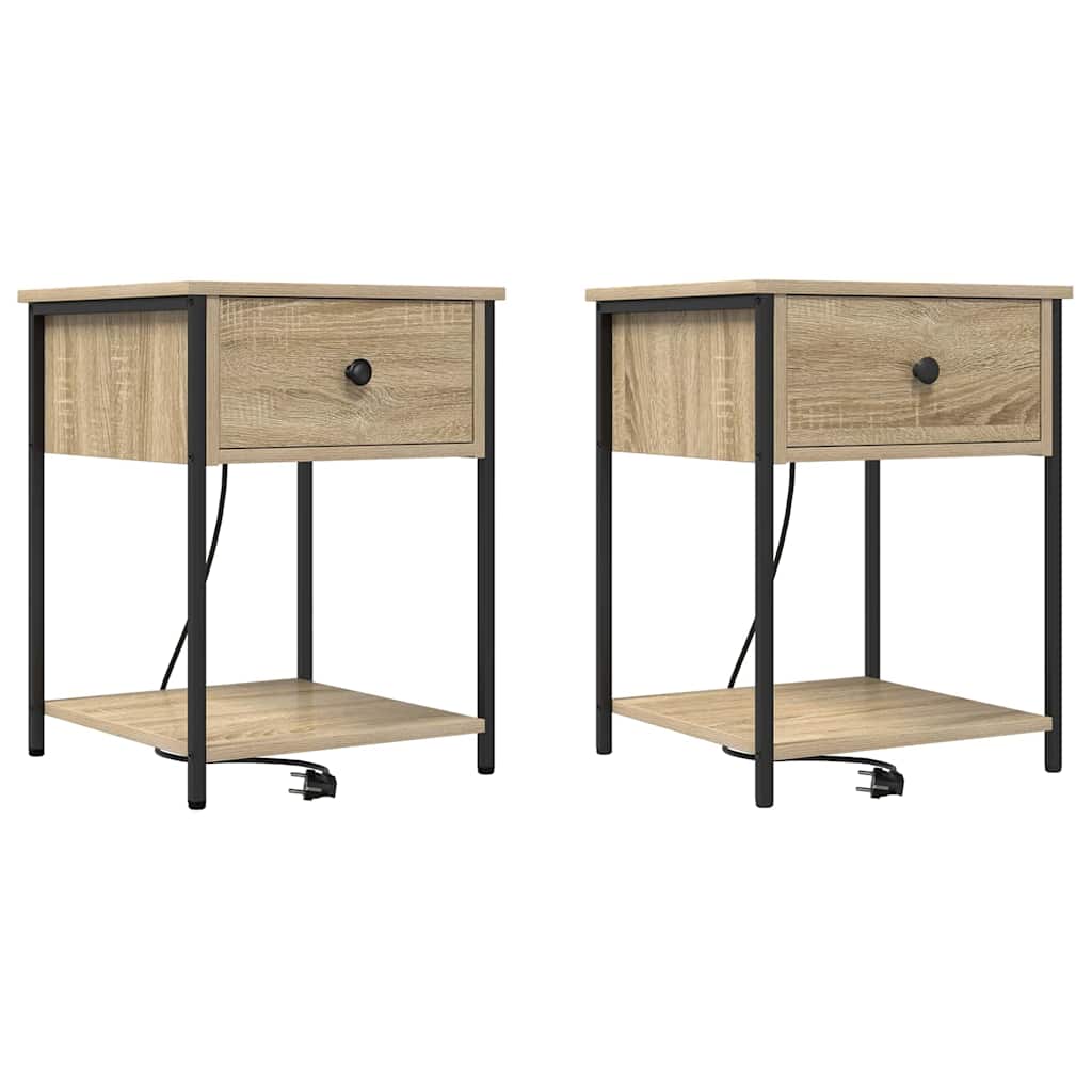 Nattduksbord 2 pcs Sonoma-ek 42 x 41 x 56 cm Konstruerat trä