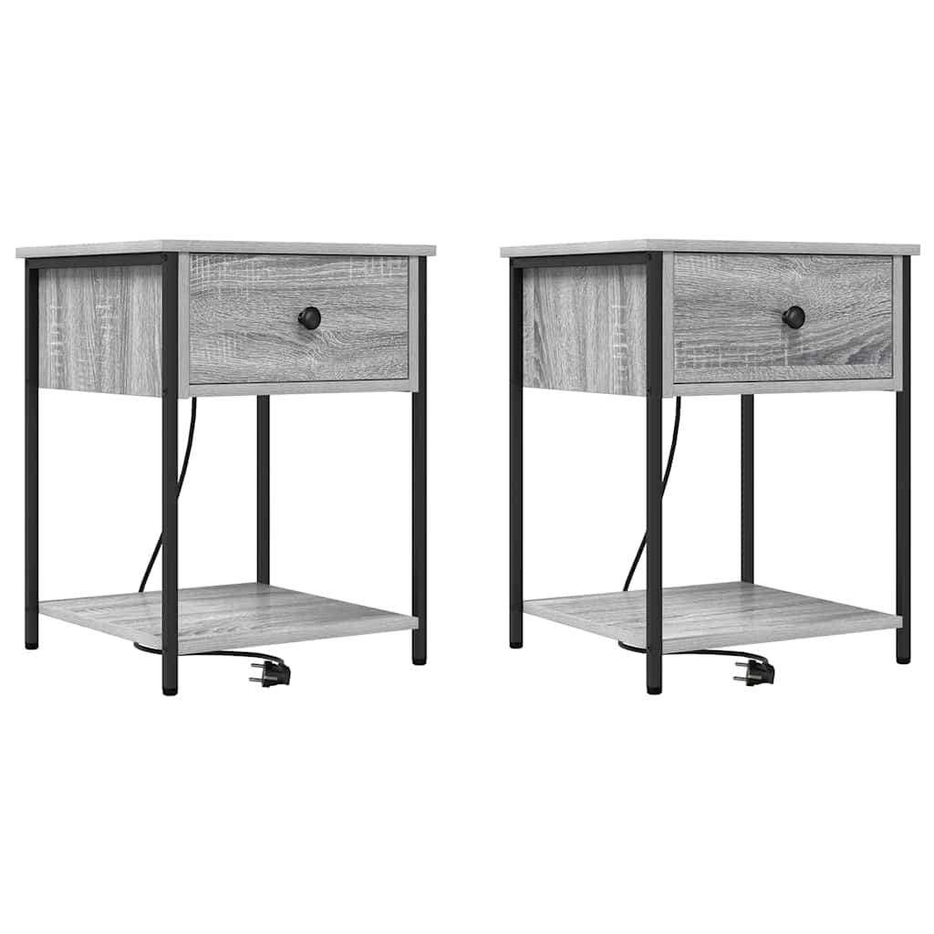 Nattduksbord 2 pcs Grå Sonoma 42 x 41 x 56 cm Konstruerat trä