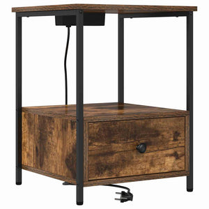 Nattduksbord med låda Rökt ek 42 x 41 x 56 cm Konstruerat trä