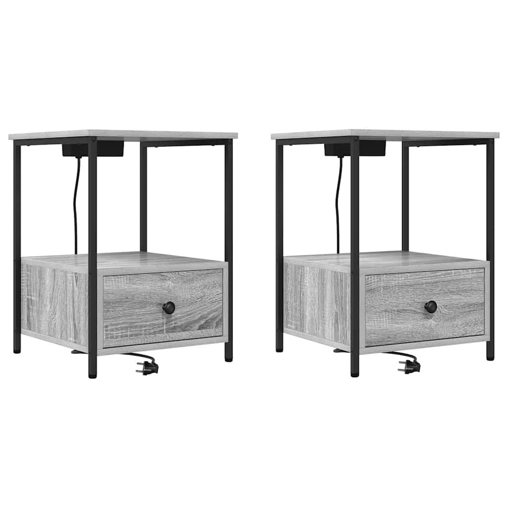 Nattduksbord 2 pcs Grå Sonoma 42 x 41 x 56 cm Konstruerat trä