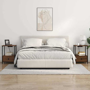 Nattduksbord med låda Brun Ek 42 x 41 x 56 cm Konstruerat trä