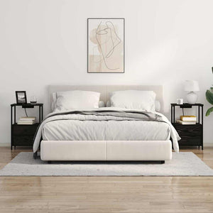 Nattduksbord 2 pcs Svart Ek 40 x 31 x 60 cm Konstruerat trä