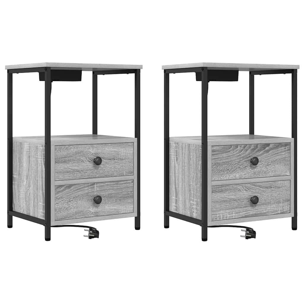 Nattduksbord 2 pcs Grå Sonoma 40 x 31 x 60 cm Konstruerat trä