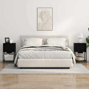 Nattduksbord 2 pcs Svart Ek 38 x 31 x 61 cm Konstruerat trä