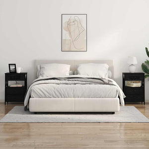 Nattduksbord med låda Svart Ek 40 x 31 x 60 cm Konstruerat trä