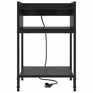 Nattduksbord 2 pcs Svart Ek 40 x 40 x 61 cm Konstruerat trä