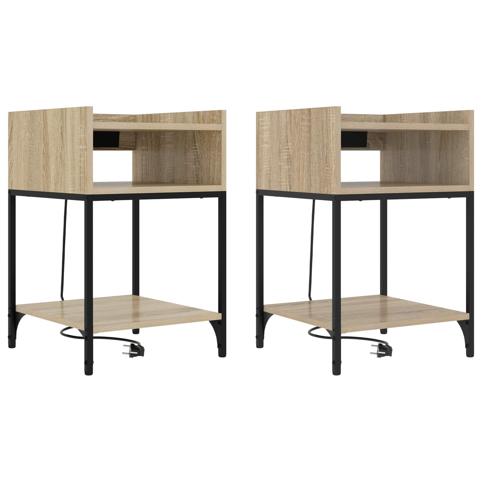 Nattduksbord 2 pcs Sonoma-ek 40 x 40 x 61 cm Konstruerat trä