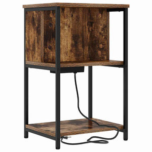 Nattduksbord med hylla Rökt ek 40 x 40 x 61 cm Konstruerat trä