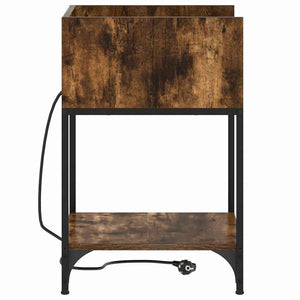 Nattduksbord med hylla Rökt ek 40 x 40 x 61 cm Konstruerat trä