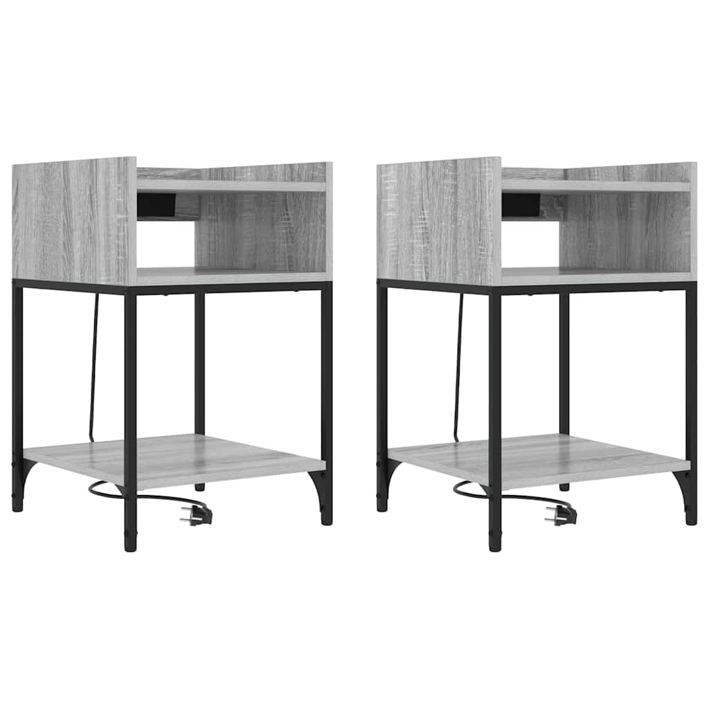 Nattduksbord 2 pcs Grå Sonoma 40 x 40 x 61 cm Konstruerat trä