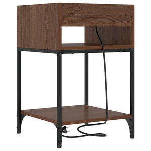 Nattduksbord med hylla Brun Ek 40 x 40 x 61 cm Konstruerat trä