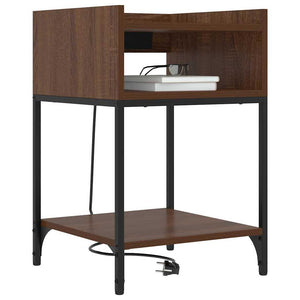 Nattduksbord med hylla Brun Ek 40 x 40 x 61 cm Konstruerat trä
