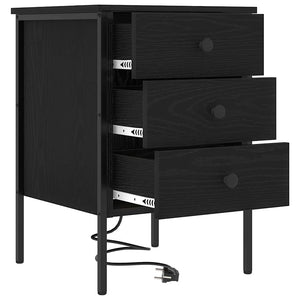 Nattduksbord 2 pcs Svart Ek 42 x 41 x 61 cm Konstruerat trä