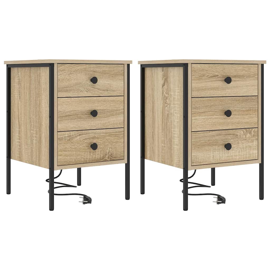Nattduksbord 2 pcs Sonoma-ek 42 x 41 x 61 cm Konstruerat trä