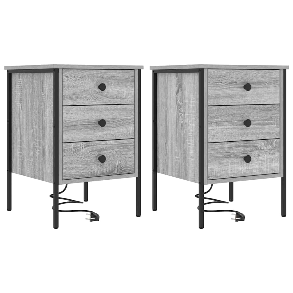 Nattduksbord 2 pcs Grå Sonoma 42 x 41 x 61 cm Konstruerat trä