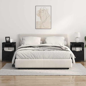 Nattduksbord 2 pcs Svart Ek 40 x 31 x 60 cm Konstruerat trä