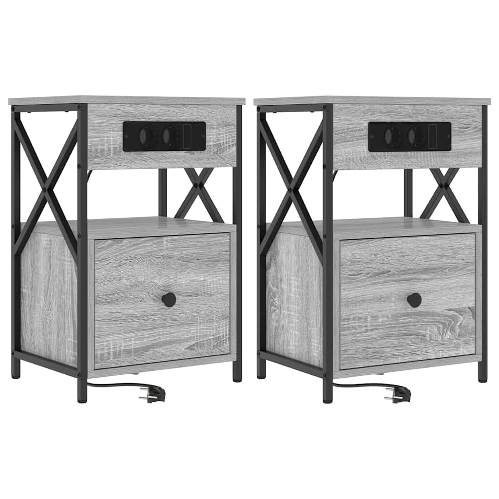 Nattduksbord 2 pcs Grå Sonoma 40 x 31 x 60 cm Konstruerat trä