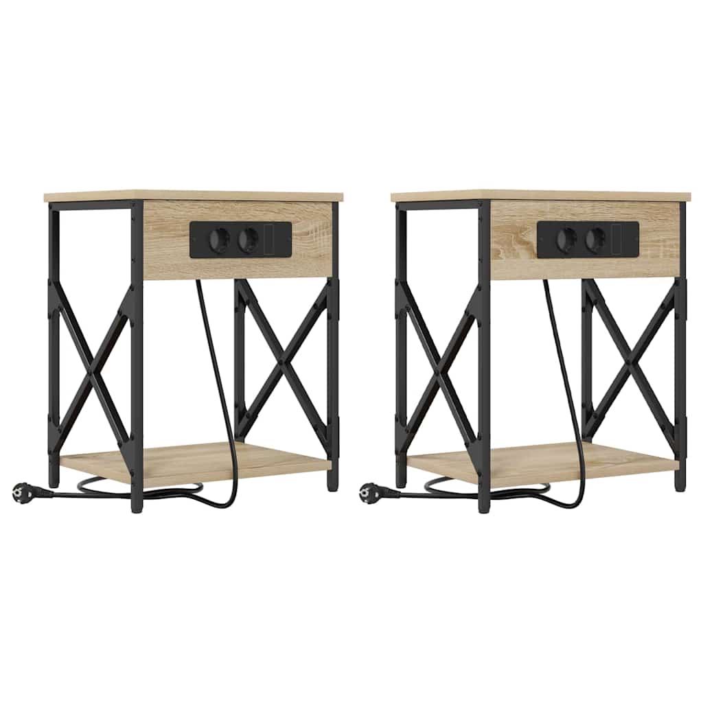 Nattduksbord 2 pcs Sonoma-ek 41 x 31 x 51 cm Konstruerat trä