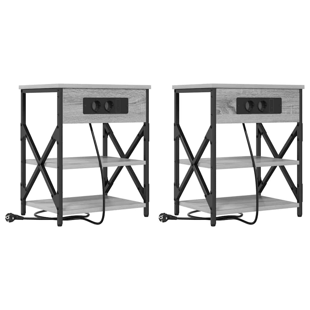 Nattduksbord 2 pcs Grå Sonoma 41 x 31 x 51 cm Konstruerat trä