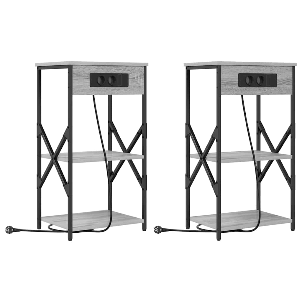 Nattduksbord 2 pcs Grå Sonoma 41 x 31 x 76 cm Konstruerat trä