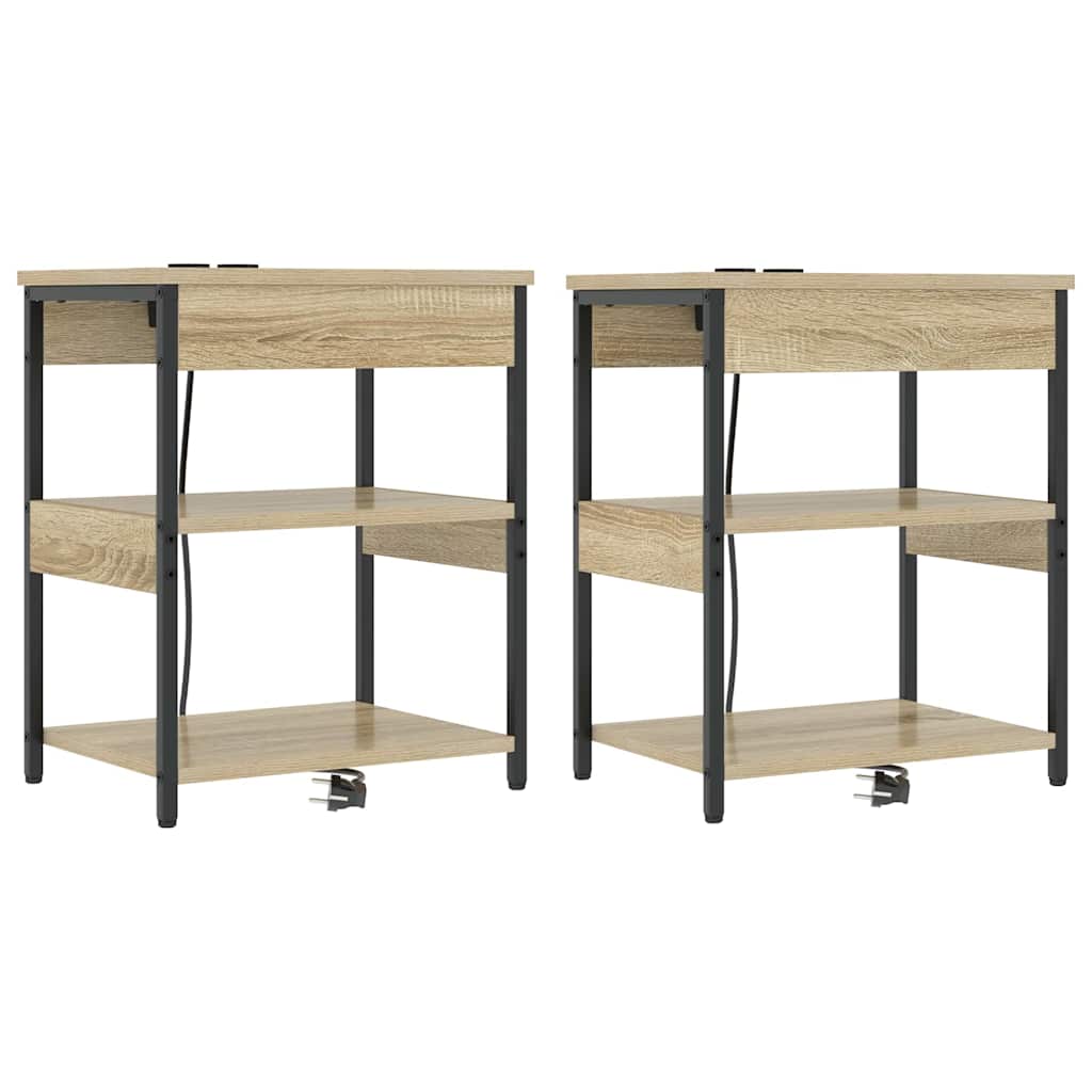 Nattduksbord 2 pcs Sonoma-ek 41 x 31 x 51 cm Konstruerat trä