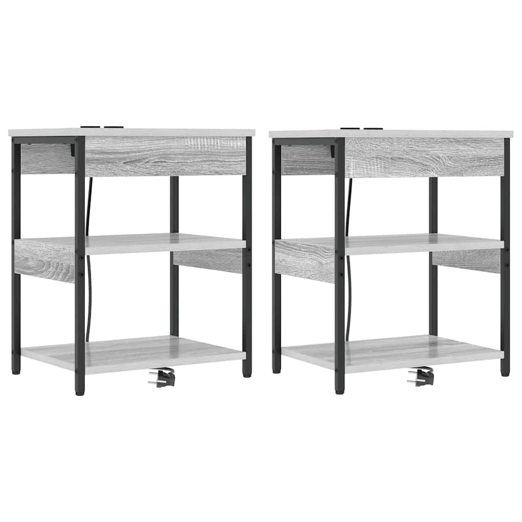 Nattduksbord 2 pcs Grå Sonoma 41 x 31 x 51 cm Konstruerat trä