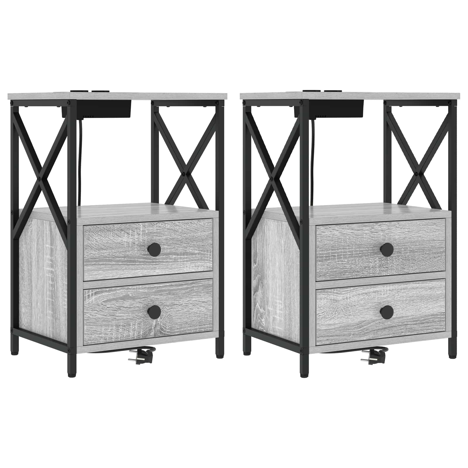 Nattduksbord 2 pcs Grå Sonoma 40 x 31 x 60 cm Konstruerat trä