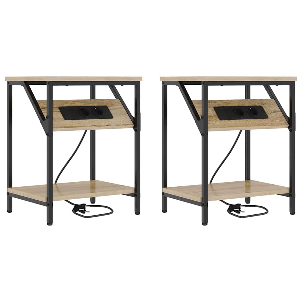 Nattduksbord 2 pcs Sonoma-ek 38 x 30 x 48 cm Konstruerat trä
