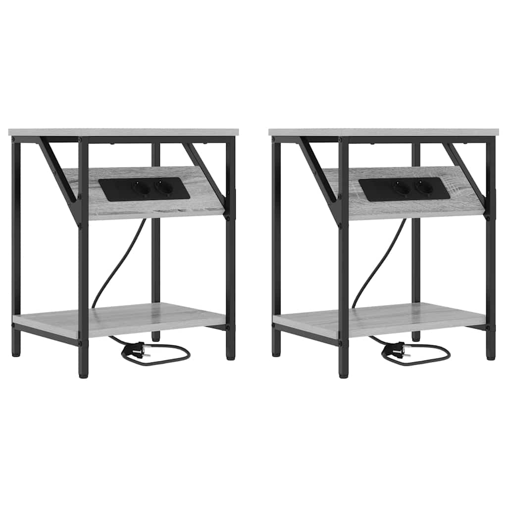 Nattduksbord 2 pcs Grå Sonoma 38 x 30 x 48 cm Konstruerat trä