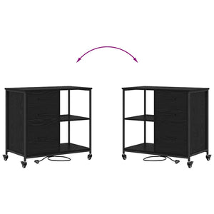 Skåp med laddstation Svart Ek 76 x 41 x 72 cm Konstruerat trä