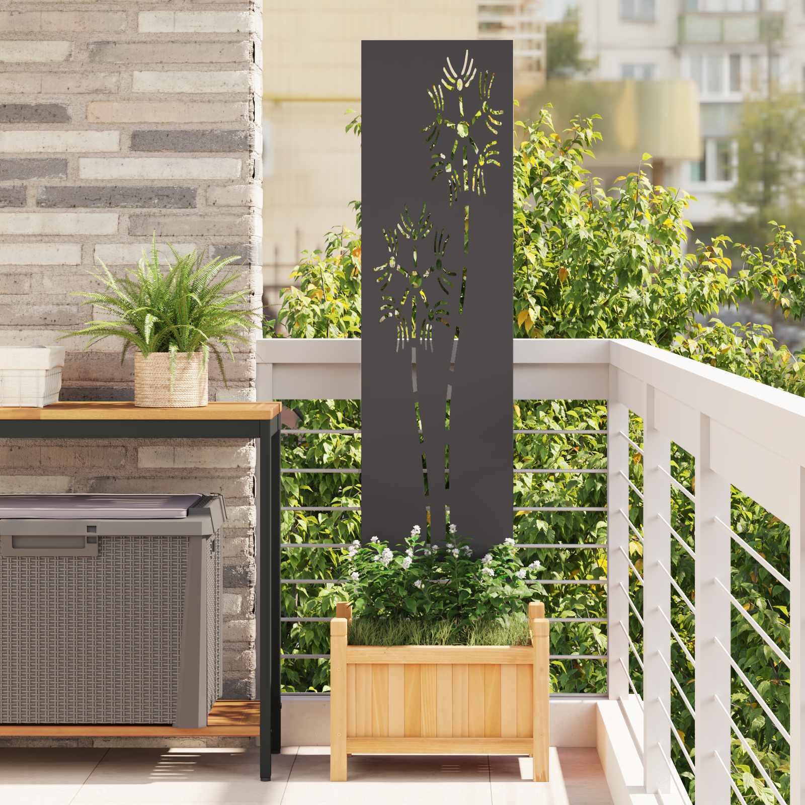 Trädgårds integritetsskärm Svart 32 x 140 cm Kallvalsat stål