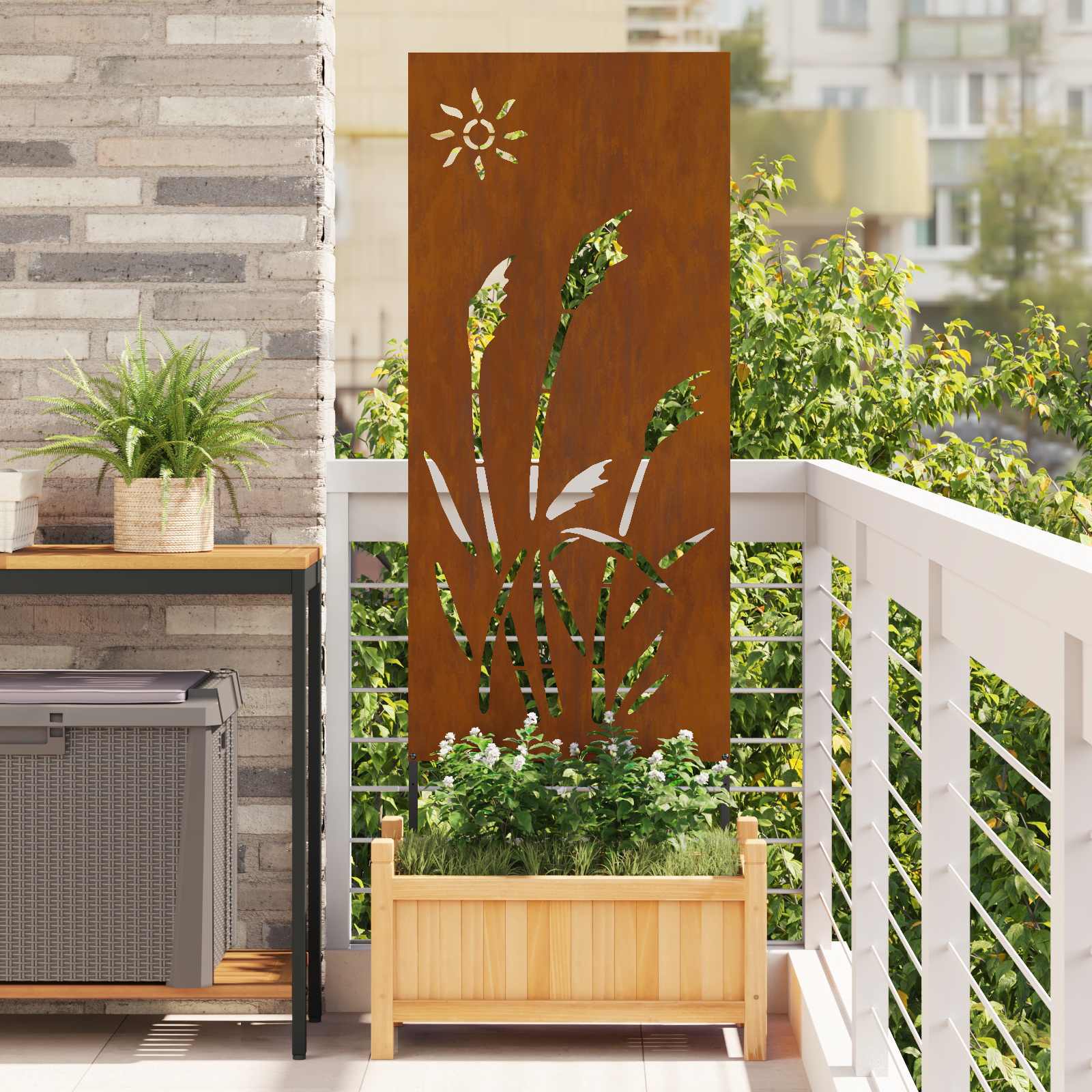 Trädgårds integritetsskärm Fiskfjäll Rostig 50 x 140 cm