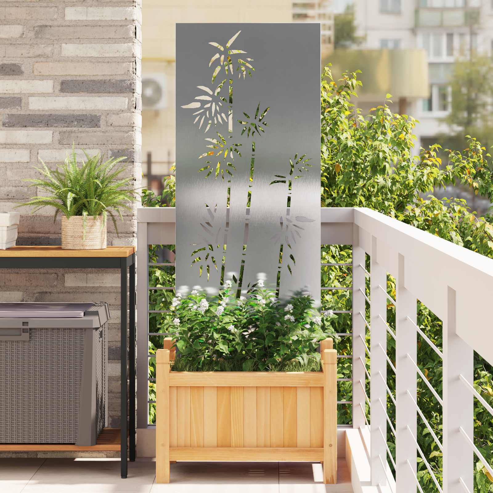 Trädgårds integritetsskärm Silver 50 x 140 cm Rostfritt stål