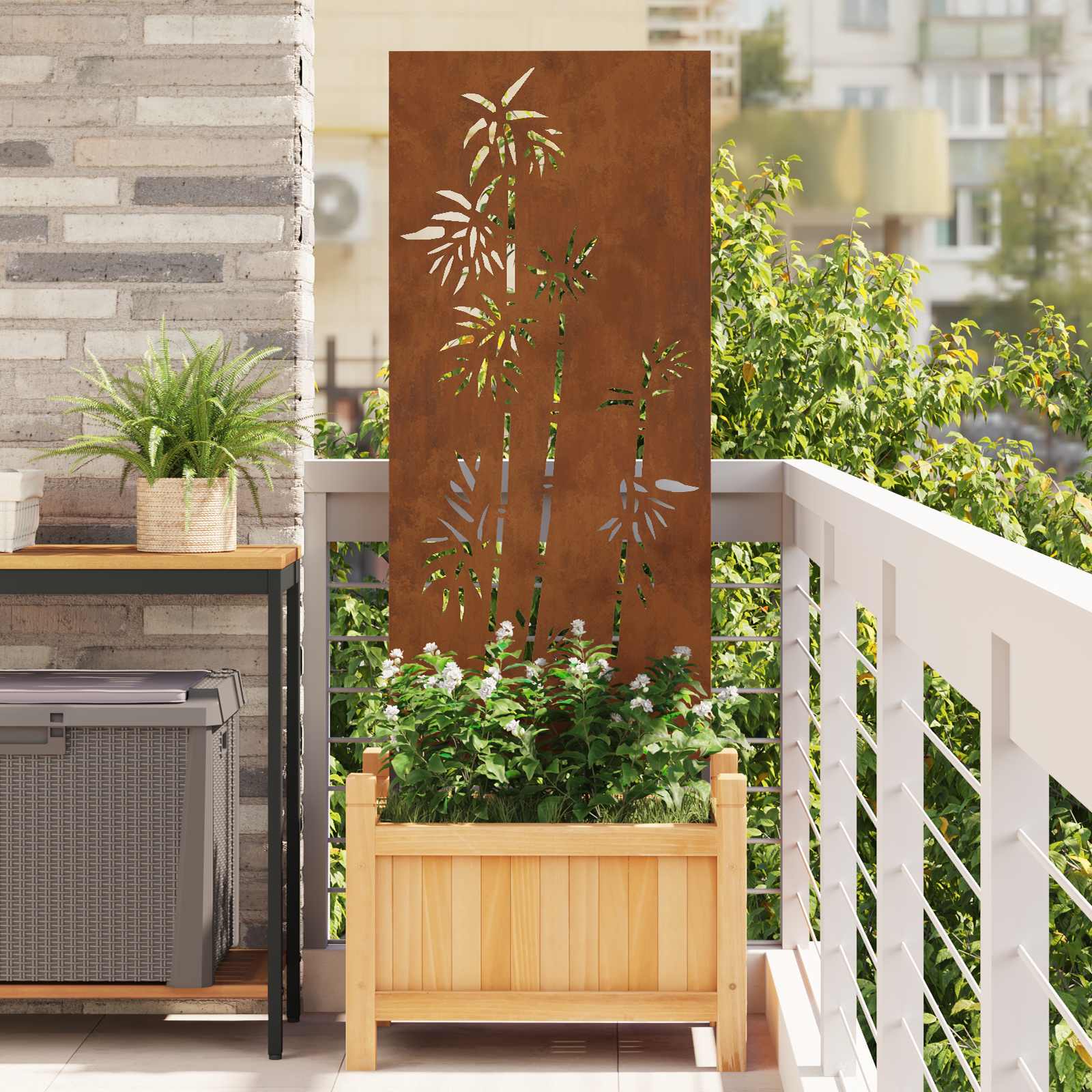 Trädgårds integritetsskärm Blommor Rostig 50 x 140 cm