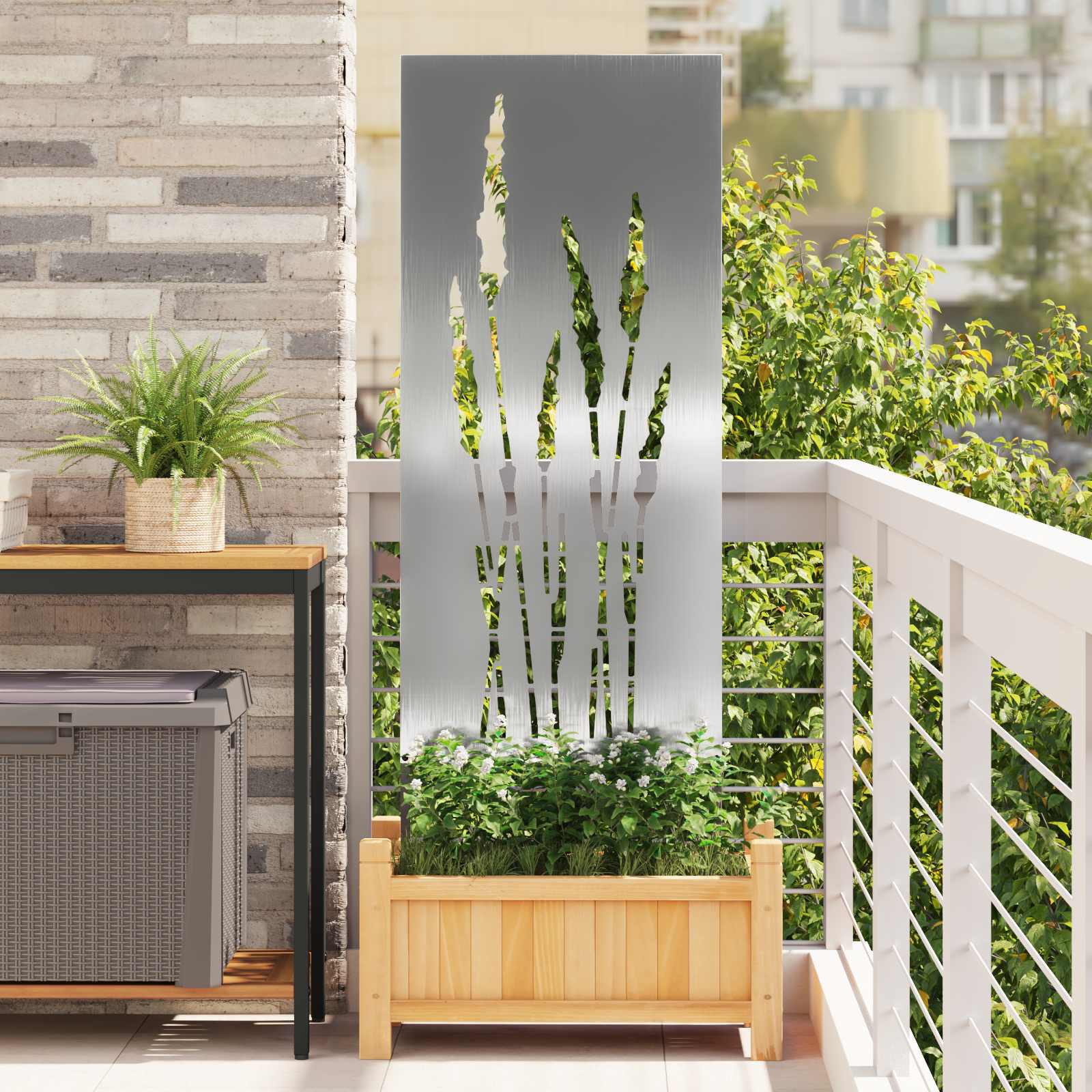 Trädgårds integritetsskärm Silver 50 x 140 cm Rostfritt stål