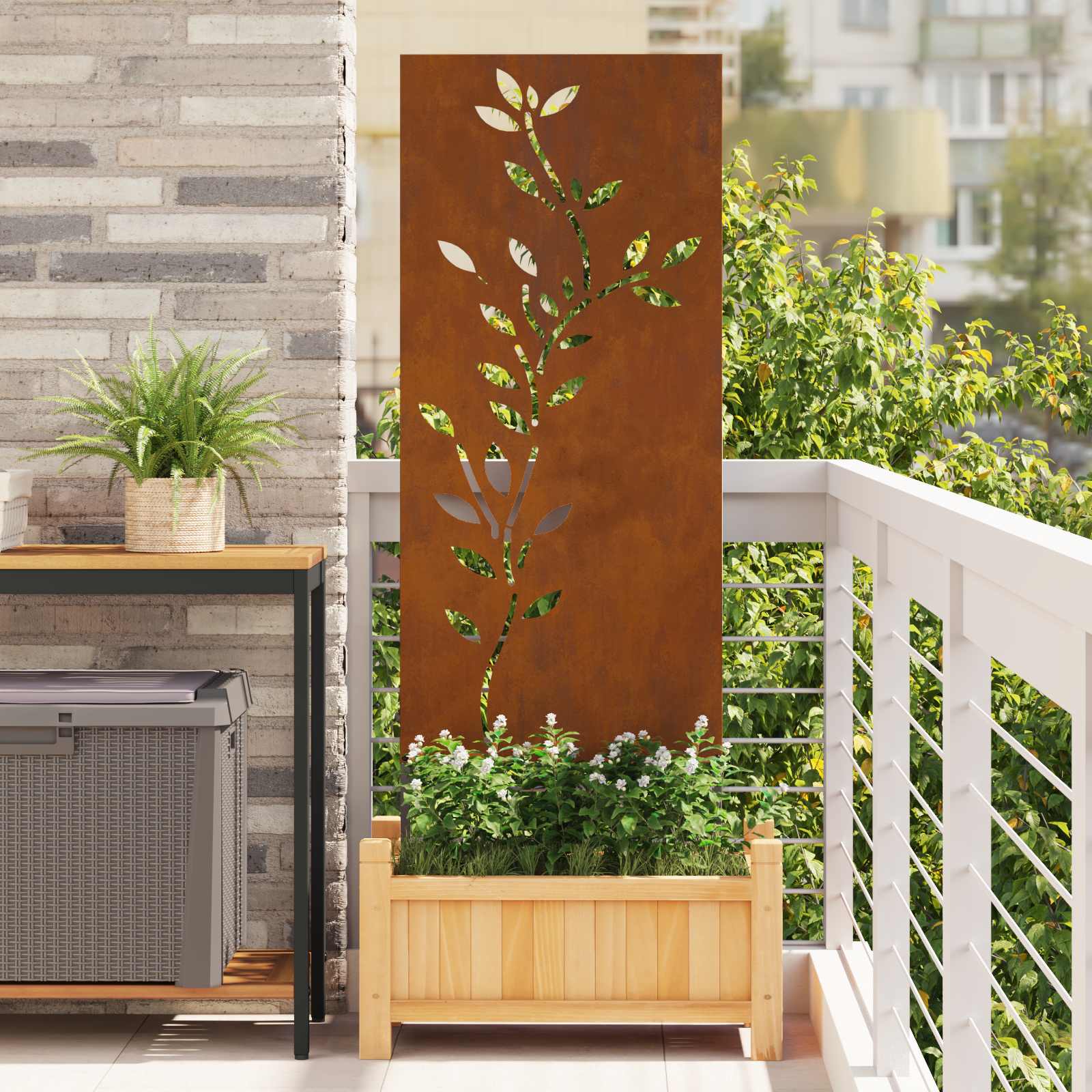 Trädgårds integritetsskärm Blommor Rostig 50 x 140 cm