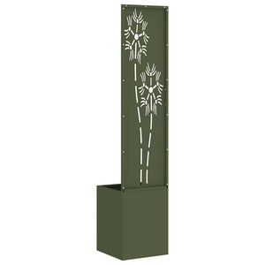 Trädgårds integritetsskärm Olivgrön 32 x 140 cm Kallvalsat stål