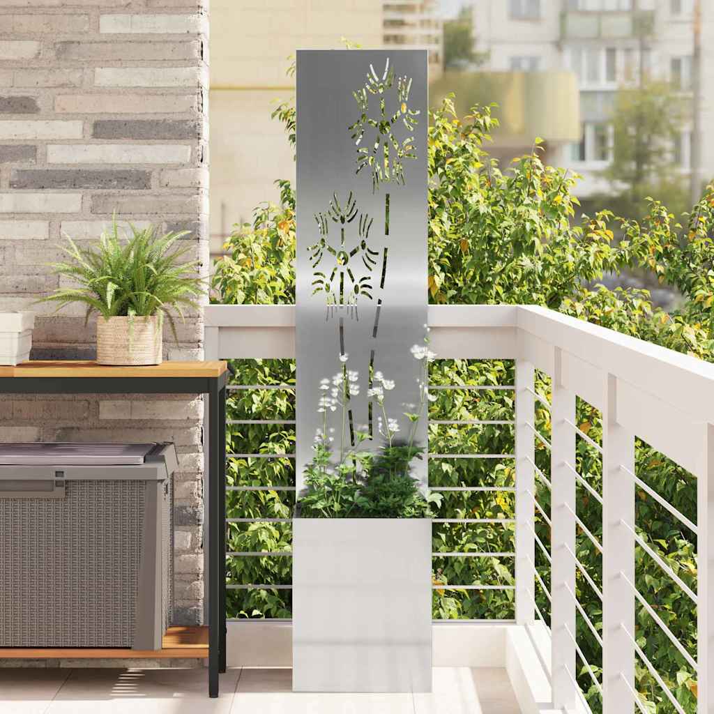 Trädgårds integritetsskärm Blommor Silver 32 x 32 x 150 cm