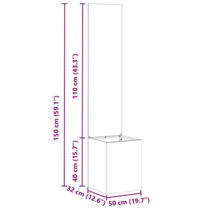 Trädgårds integritetsskärm Vit 32 x 140 cm Kallvalsat stål