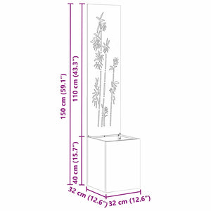 Trädgårds integritetsskärm Vit 32 x 140 cm Kallvalsat stål