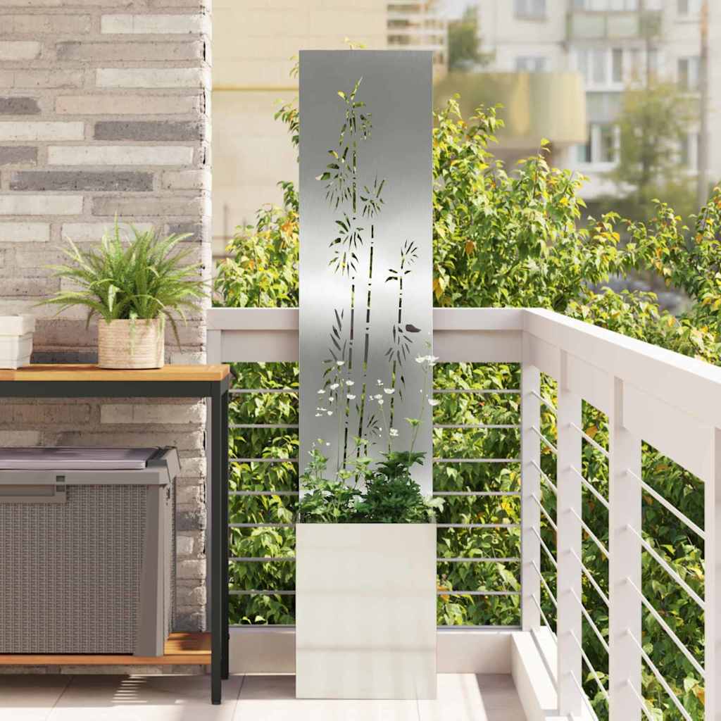 Trädgårds integritetsskärm Blommor Silver 32 x 32 x 150 cm