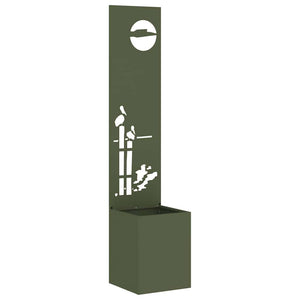 Trädgårds integritetsskärm Olivgrön 32 x 140 cm Kallvalsat stål