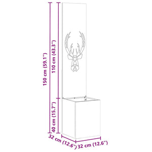 Trädgårds integritetsskärm Vit 32 x 140 cm Kallvalsat stål