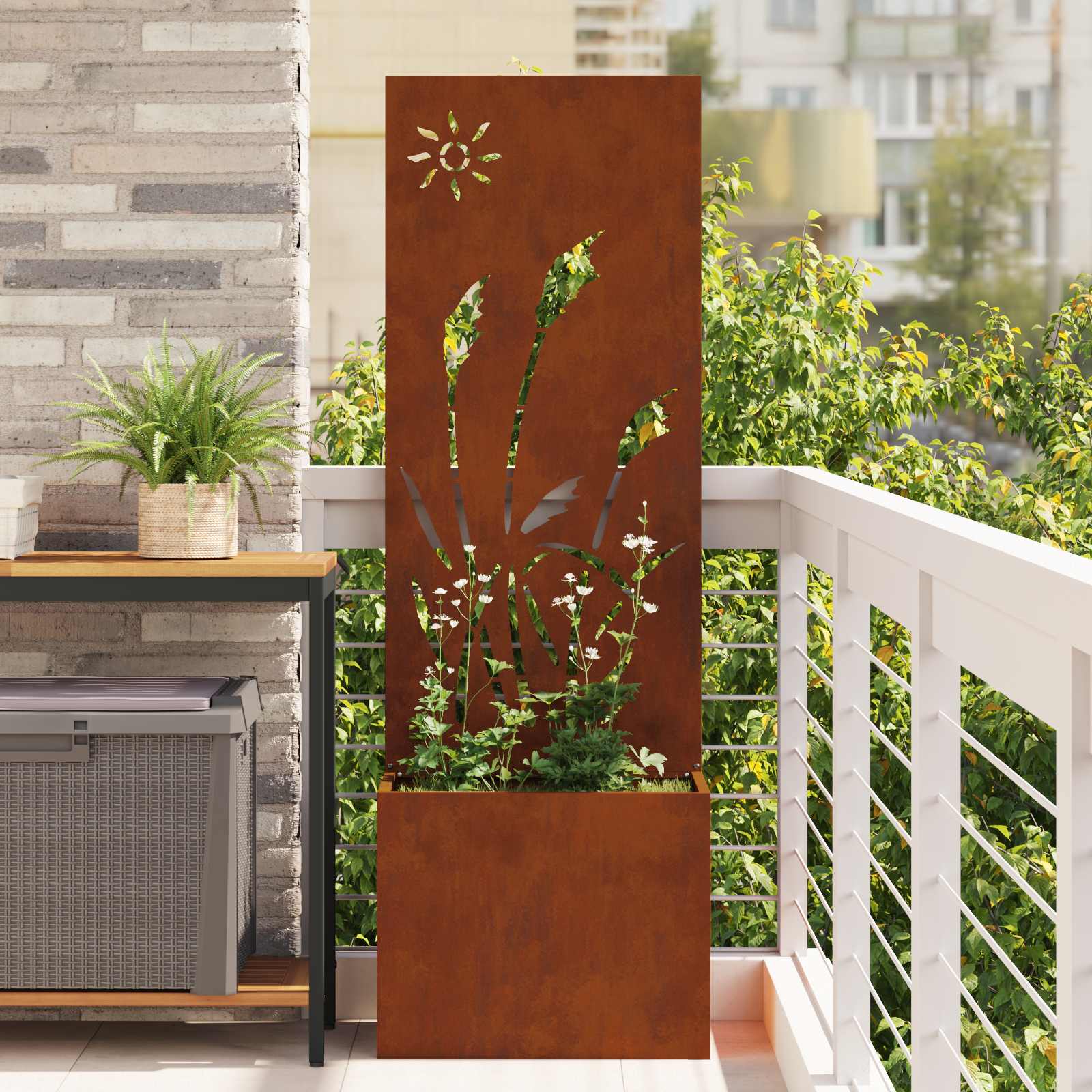 Trädgårds integritetsskärm Rostig 50 x 32 x 150 cm cortenstål