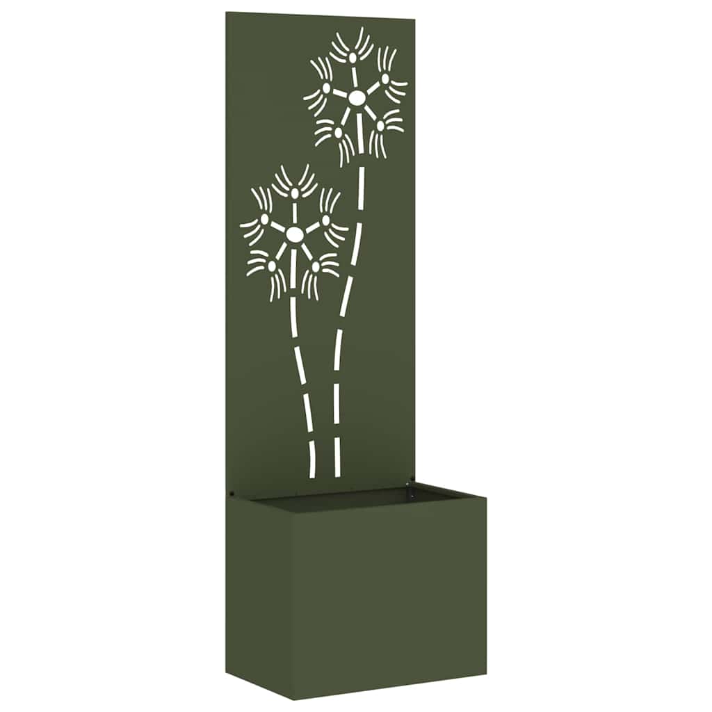 Trädgårds integritetsskärm Blommor Olivgrön 50 x 32 x 150 cm