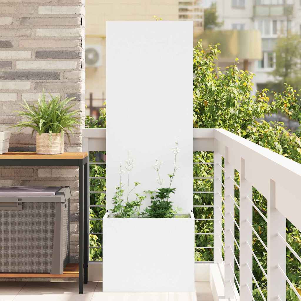 Trädgårds integritetsskärm Vit 50 x 140 cm Kallvalsat stål