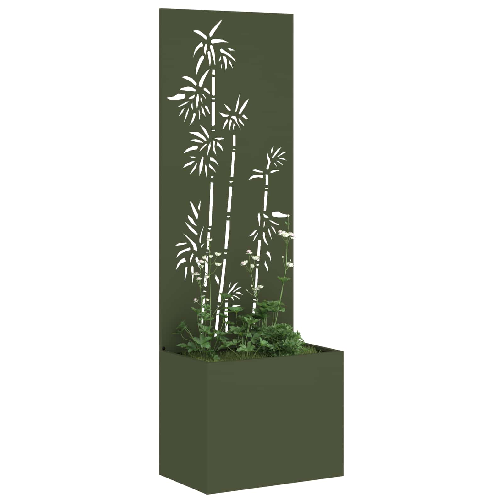 Trädgårds integritetsskärm Blommor Olivgrön 50 x 32 x 150 cm