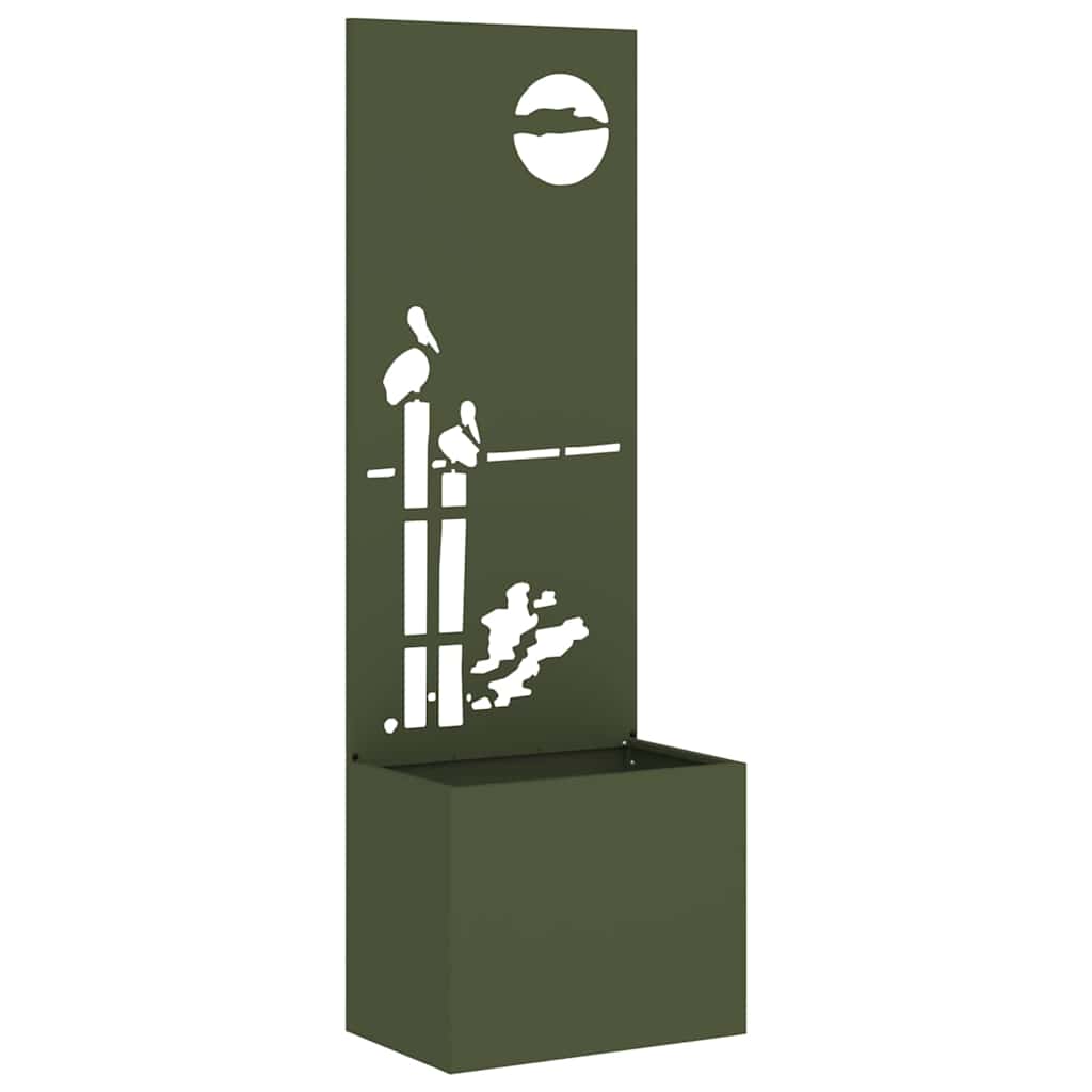 Trädgårds integritetsskärm Olivgrön 50 x 140 cm Kallvalsat stål