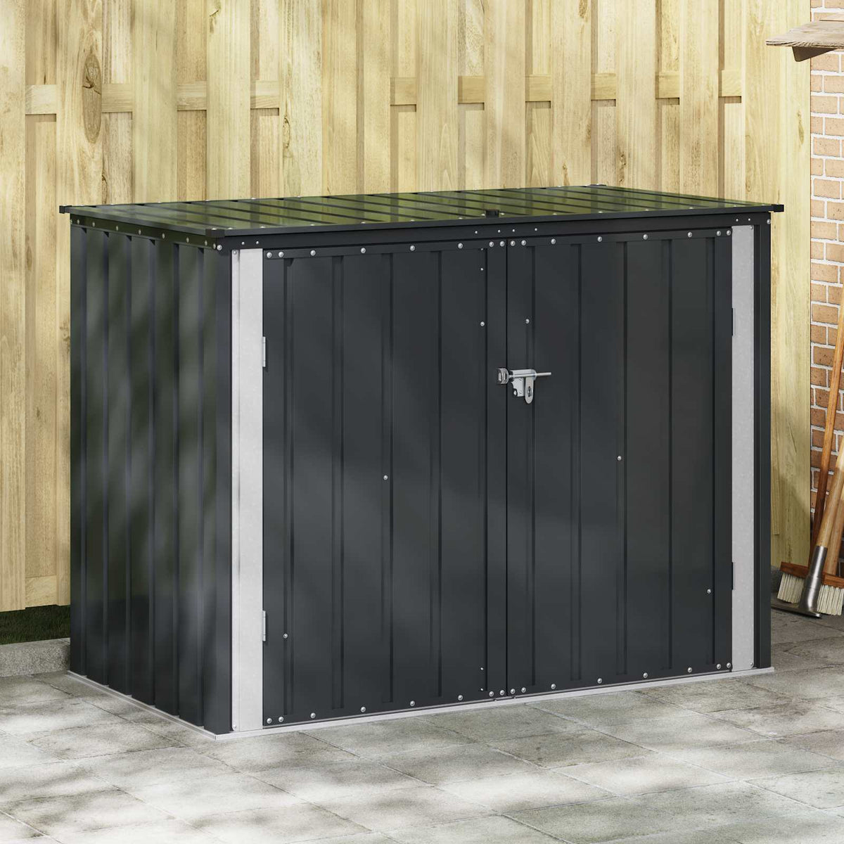 Trädgårdsförvaringslåda Svart 151,5 x 82 x 110,5 cm Stål